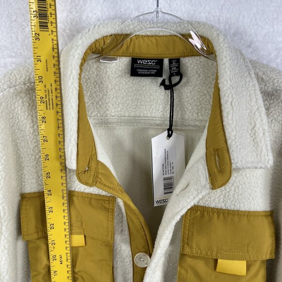 WESC NWT Sweden Sherpa Cargo Shacket Unisex Men XL Women XXL Color Block Jacket - Picture 15 of 16